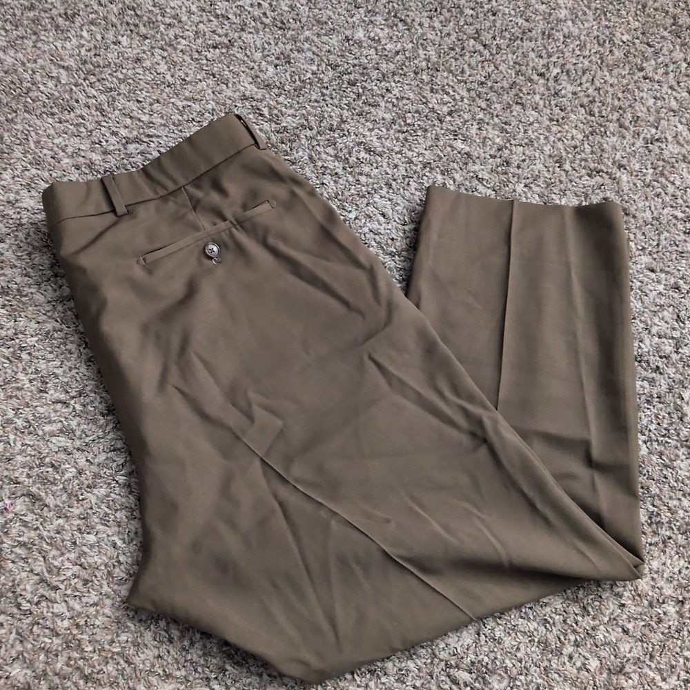 Ballin Pants 36 Short Olive Green Wool Dress Pants Super 120s Comfort EZE Canada